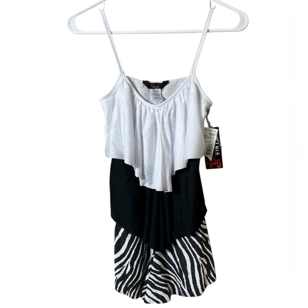 NWT Sears 1955 Vintage Tiered Zebra Print Tank‎ Top Size Small 80’s 90’s Y2K